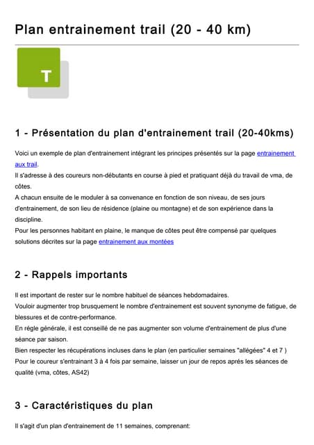 plan entraînement trail 40 km 8 semaines